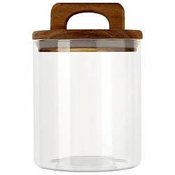 Банка для сипких S@T 750 мл скло + бамбук (212121-2)