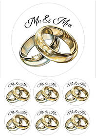 Вафельна картинка "Mr & Mrs" /ВК-0047/  - А4