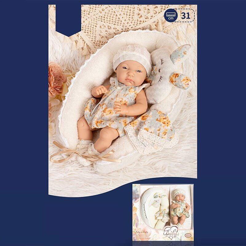 Пупс для дітей висота 31 см, знімний одяг, матрацик з подушечкою, рушник, фото 1