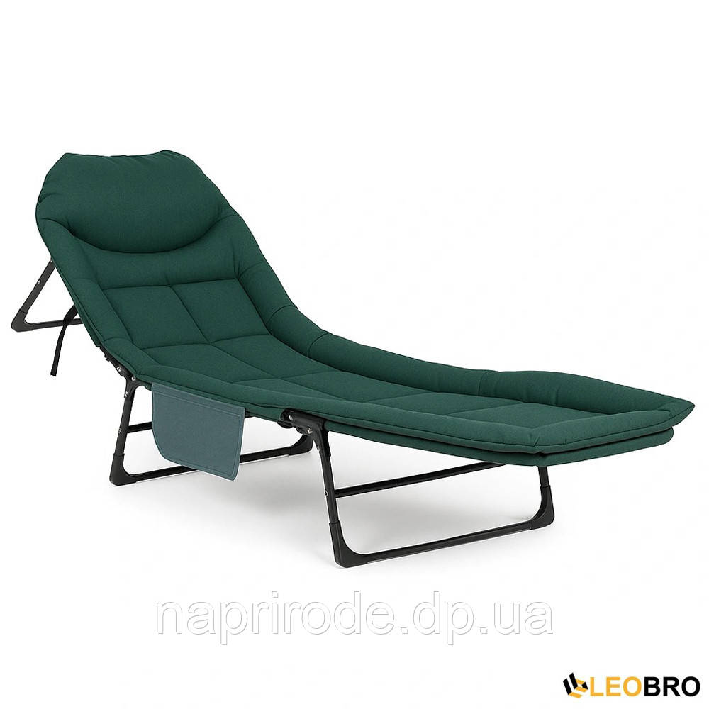 Розкладне ліжко (розкладачка) із вбудованим матрацом LEOBRO Green (LB-FB-M1-GRN) для дому кемпінгу офісу, фото 1