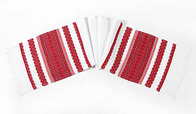 Тканий рушник з червоною вишивкою (2,40 м.*0,36 м.)(для перев'язування хрещених батьків)