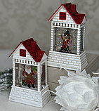 ❤️Новорічний музичний декор Будинок з автопіддувом глітера 13х7,8х4,5см Білий з червоним дахом, фото 3