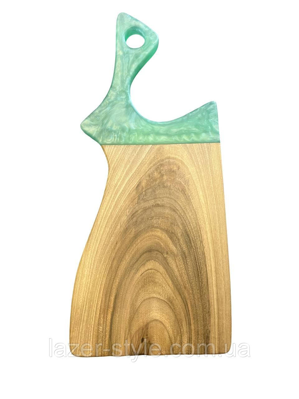 Дошка з епоксидною смолою зеленого кольору, фото 1