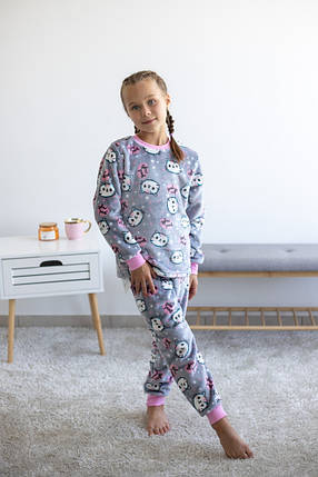 2440-24рож Піжама для дівчаток махра рожеві сердечки тм Авекс розмір 128 см, фото 1