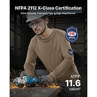 Рубашка VEVOR с длинными рукавами, огнестойкая, дышащий хлопок (7 унций), огнестойкая рабочая одежда для мужчин с предварительной