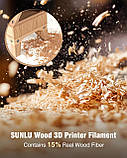 Пластик SUNLU PLA Maple WOOD, 1.75мм, 1кг, 330м, 195-260°C, Reusable Spool v3, Кленове Дерево, наповнений Деревиною філамент, фото 7