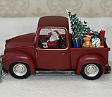 ❤️Новорічний музичний декор з автопіддувом Різдяний автомобіль "Санта з песиком і подарунками", сувенір машинка, фари світяться, фото 2