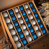 Ялинковий набір кульок іграшок куль, блискучі срібні пластикові новорічні кульки іграшки прикраси однотонні кулі пластик на ялинку