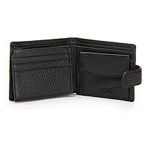 Гаманець портмоне чоловічий шкіряний чорний на кнопці три відділення рептилія з монетницею всередині Bretton 210L, фото 2