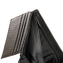 Гаманець портмоне чоловічий шкіряний чорний на кнопці три відділення рептилія з монетницею всередині Bretton 210L, фото 4