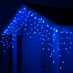 Гірлянда-бахрома 3×0,7 м, 120 LED, синє світло, прозорий шнур, від мережі