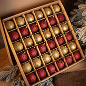 Ялинковий набір кульок коробка іграшок куль пластикові червоні різдвяні кульки іграшки прикраси однотонні кулі пластик на ялинку