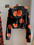 Жіноча махрова толстовка на молнії з гарним принтом, фото 4