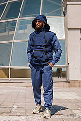 Жилетка чоловіча з капюшоном синього кольору