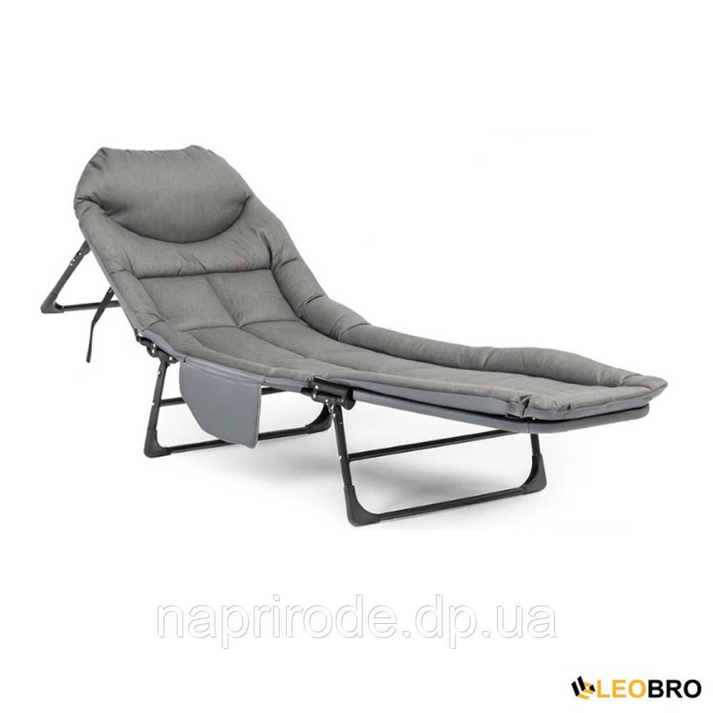 Розкладне ліжко (розкладачка) із вбудованим матрацом LEOBRO Grey (LB-FB-M1-GRY) для дому кемпінгу офісу, фото 1