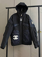 Чорна жіноча тепла зимова куртка Chanel Шанель