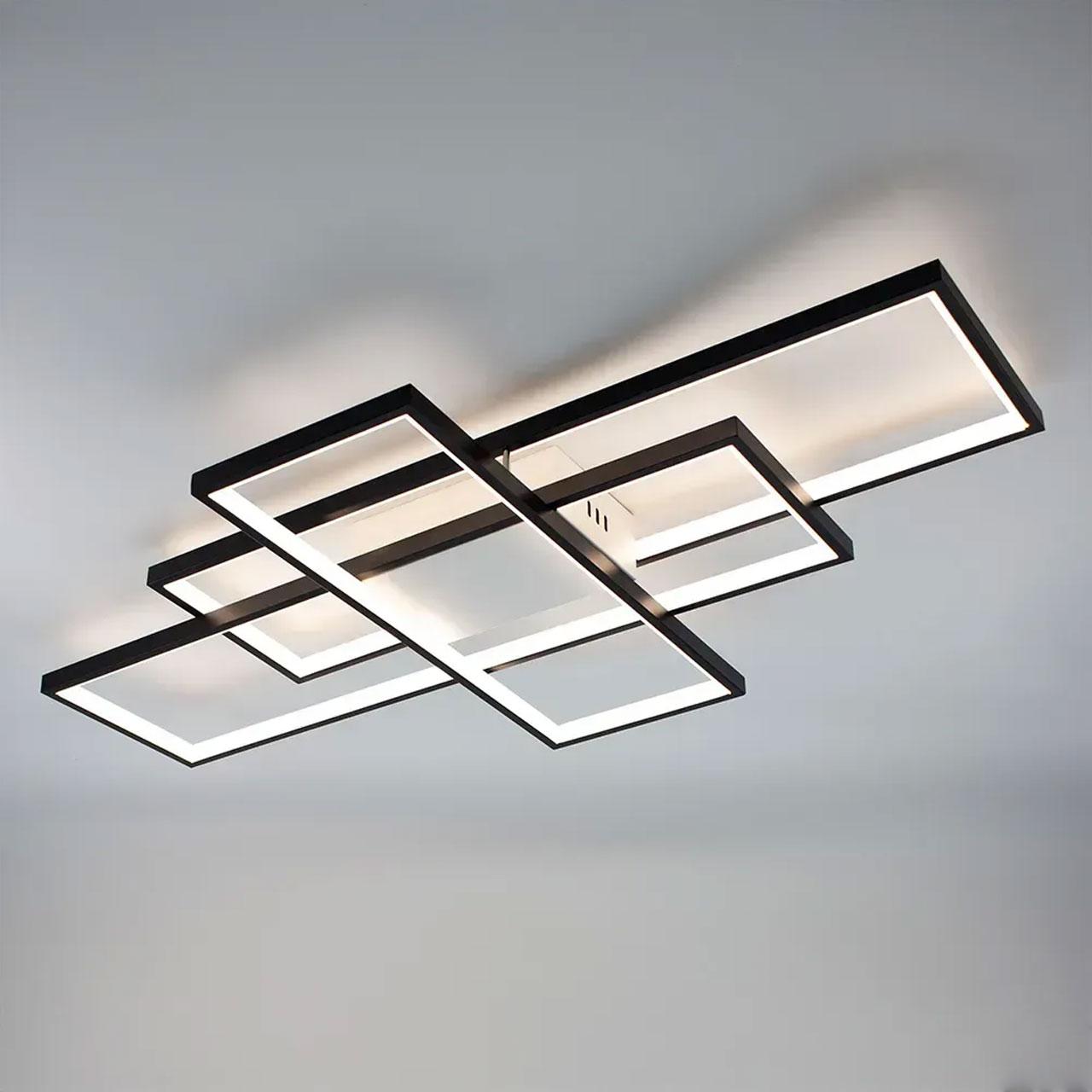 Cвітлодіодна люстра 125 Вт з пультом і мобільним додатком регулювання яскравості колір каркасу чорно-білий ESL-21665, фото 1