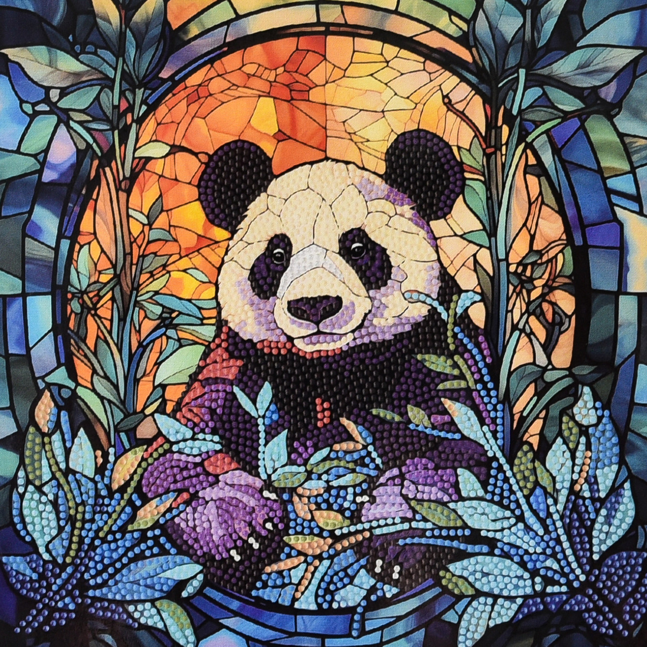 Алмазна мозаїка Вітраж DEEX16308 Панда в тиші 30х30см. Strateg, на підрамнику