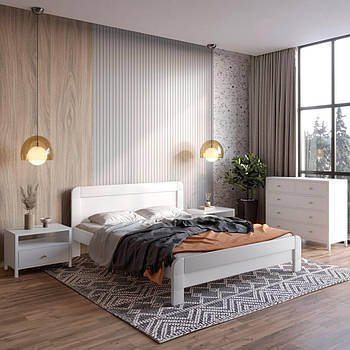 Двоспальне дерев'яне ліжко Mebigrand Тоскана Білий 140х200 см (MBG-3559)