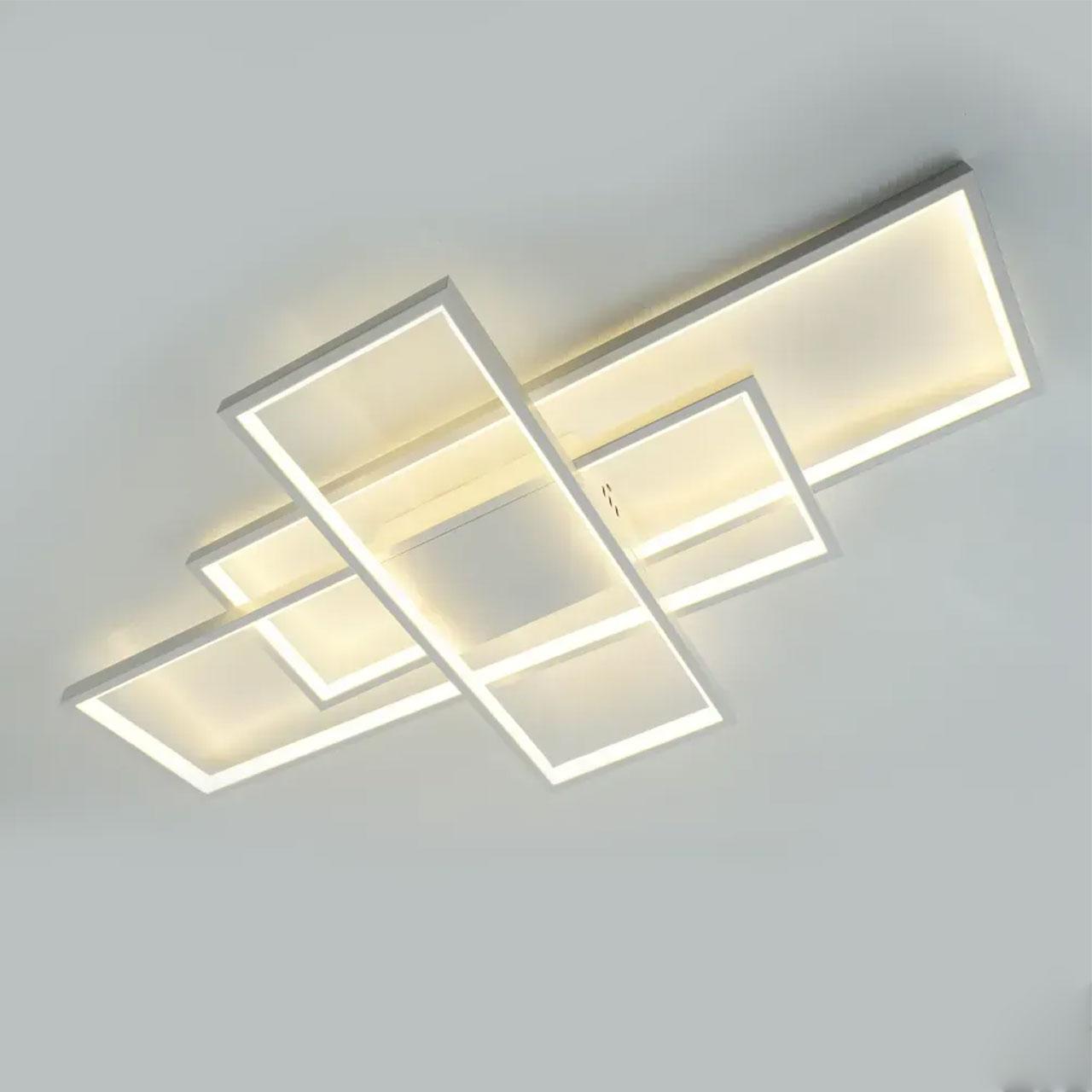 Cвітлодіодна люстра 125 Вт з пультом і мобільним додатком регулювання яскравості колір каркасу білий ESL-21655, фото 1