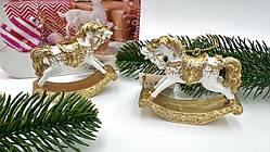 Підвіска керамічна 6х7см коник гойдалка. Колір - золотий (за 1шт)