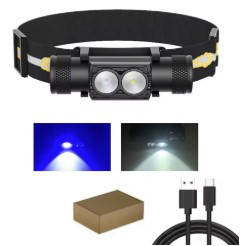 Налобний ліхтарик білий і синій, без батареї, заряджання через USB Type-C, для астрономії, кемпінгу