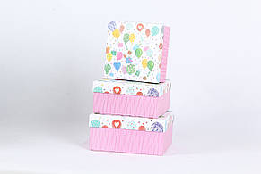 Коробки подарункові набір 3шт вкладені 1в1  розмір найбільшої 20х20х95см тиснення фольгою BM23