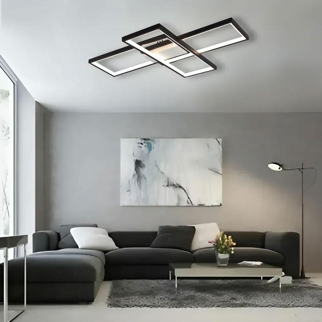 Cвітлодіодна люстра 85 Вт з пультом і мобільним додатком регулювання яскравості колір каркасу чорно-білий ESL-21663, фото 1