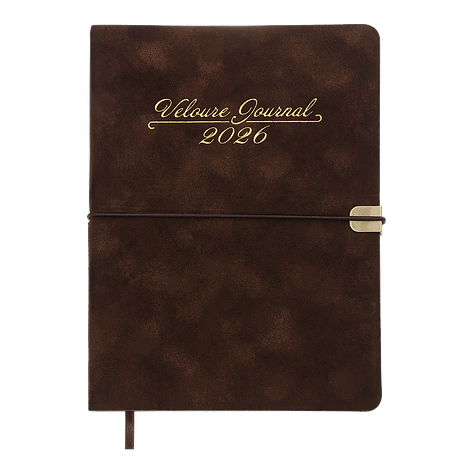 Щоденник данин 2026 VELOUR A5 коричневий іскря, фото 1