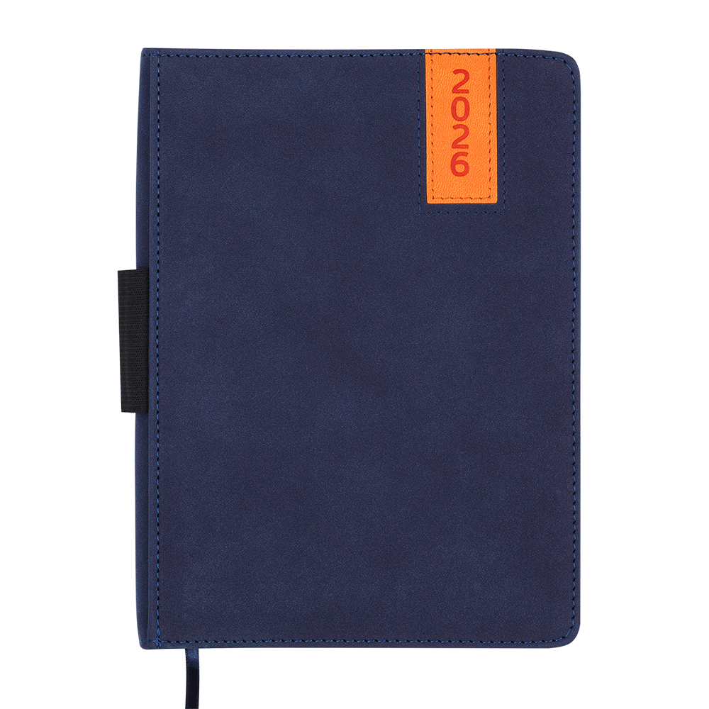 Щоденник датов 2026 VERONA A5 синій штуч шкіра/поролон