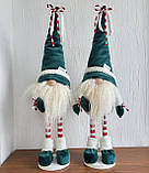 Новорічний ельф гном 50 см на довгих смугастих ніжках, декоративний різдвяний інтер'єрний гном, фото 4