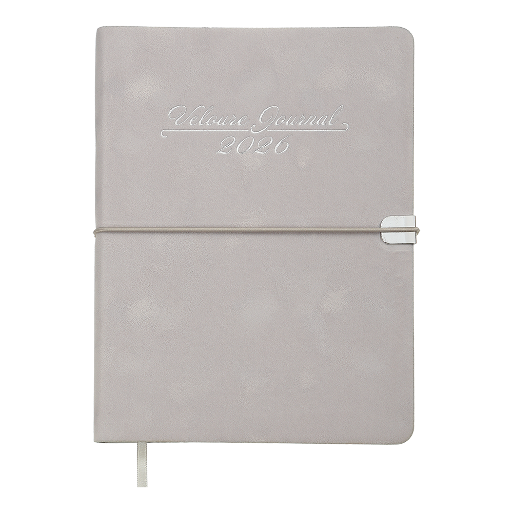 Щоденник данин 2026 VELOUR A5 світло-сірий скрокожа