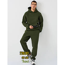 Чоловічий теплий костюм кольору Хакі з флісом Розміри: 48,50,52,54,56 (31137-3)