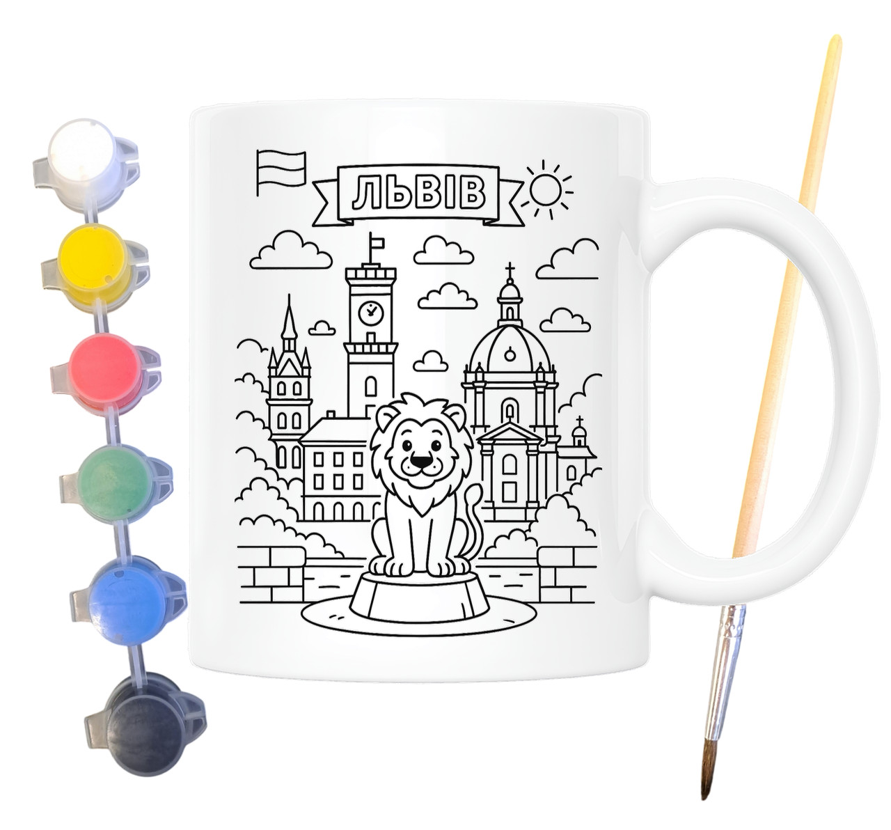 Набір для творчості кружка розмальовка Львів 330 мл біла (КР0076), фото 1