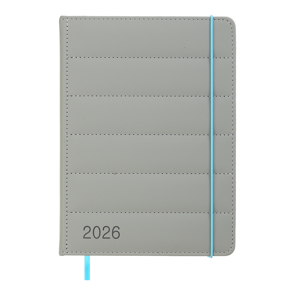 Щоденник датов 2026 AURA A5 сірий штучна шкіра/поролон