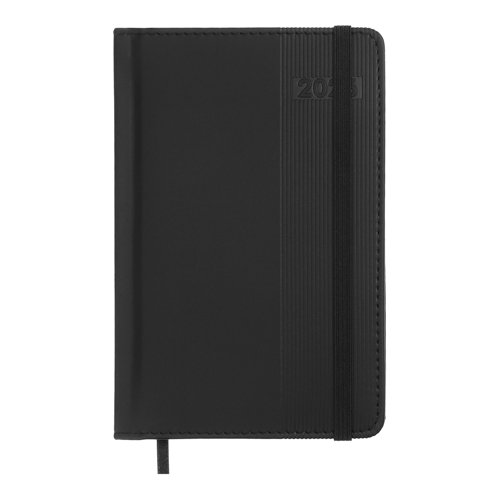 Щоденник данин 2026 BARONE A6 чорний скрокожа/поролон