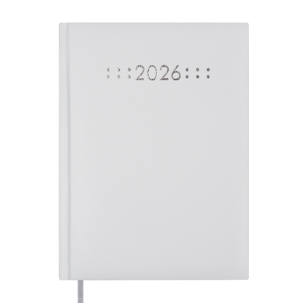 Щоденник данир 2026 CLASSIC A5 білий бумвініл/поролон