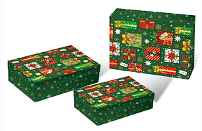 Коробки подарункові набір 3 шт. вкладені 1в1 розмір найбільший 33х235х9 см тиснення фольгою BM