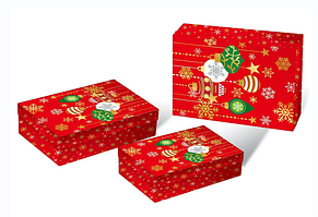 Коробки подарункові набір 3 шт. вкладені 1в1 розмір найбільший 33х235х9 см тиснення фольгою BM