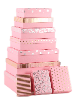 Коробки подарунковий набір 10 шт. вкладені 1в1 розмір найбільший 37х27х11см тиснення фольгою BM