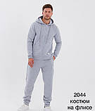 Теплый спортивний костюм чоловіча кофта на змійці з капюшоном + штана на манжетах в кольорі олива, фото 2