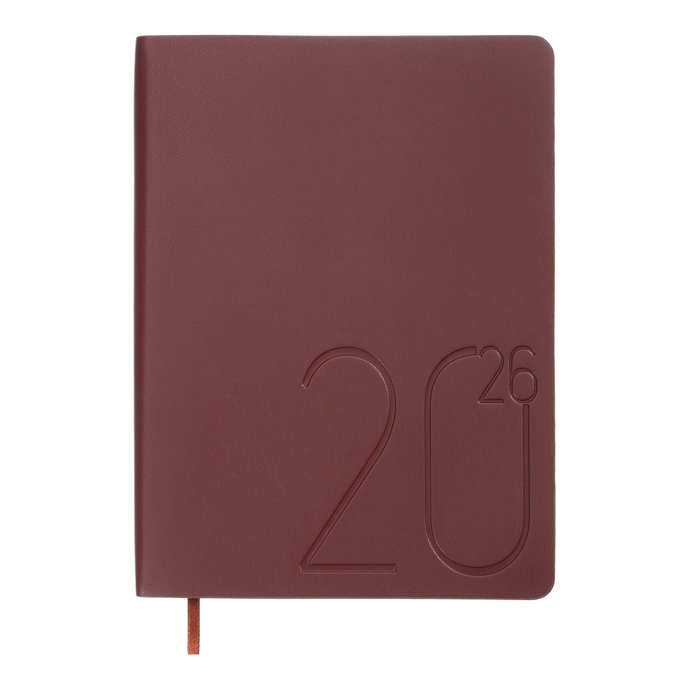 Щоденник датов 2026 DARK MORANDI A5 темночервоний штучшкіра