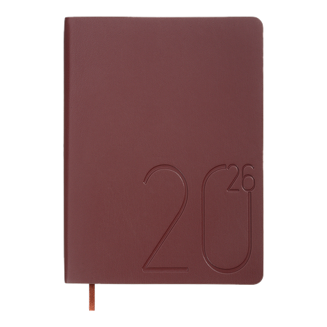 Щоденник датов 2026 DARK MORANDI A5 темночервоний штучшкіра, фото 1
