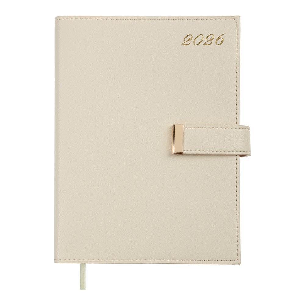 Щоденник датов 2026 NUDE A5 бежевий штучшкіра