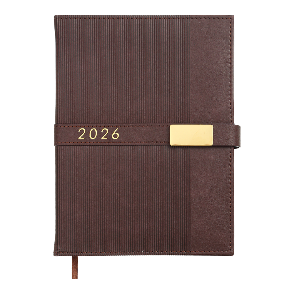 Ежедневник датир 2026 LEROY A5 коричневый исккожа