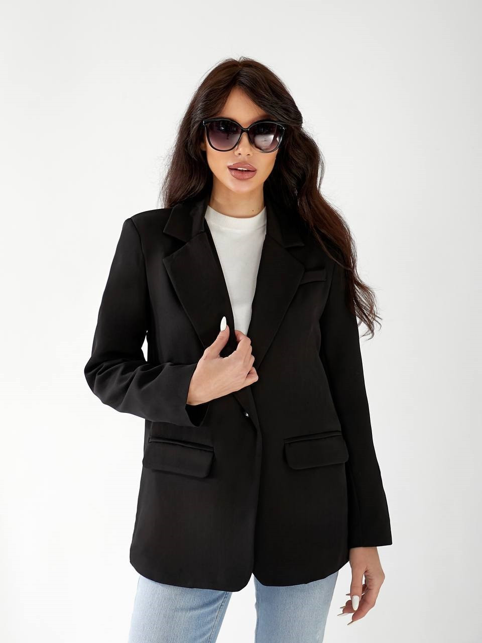Жіночий діловий класичний піджак на підкладці чорний, фото 1