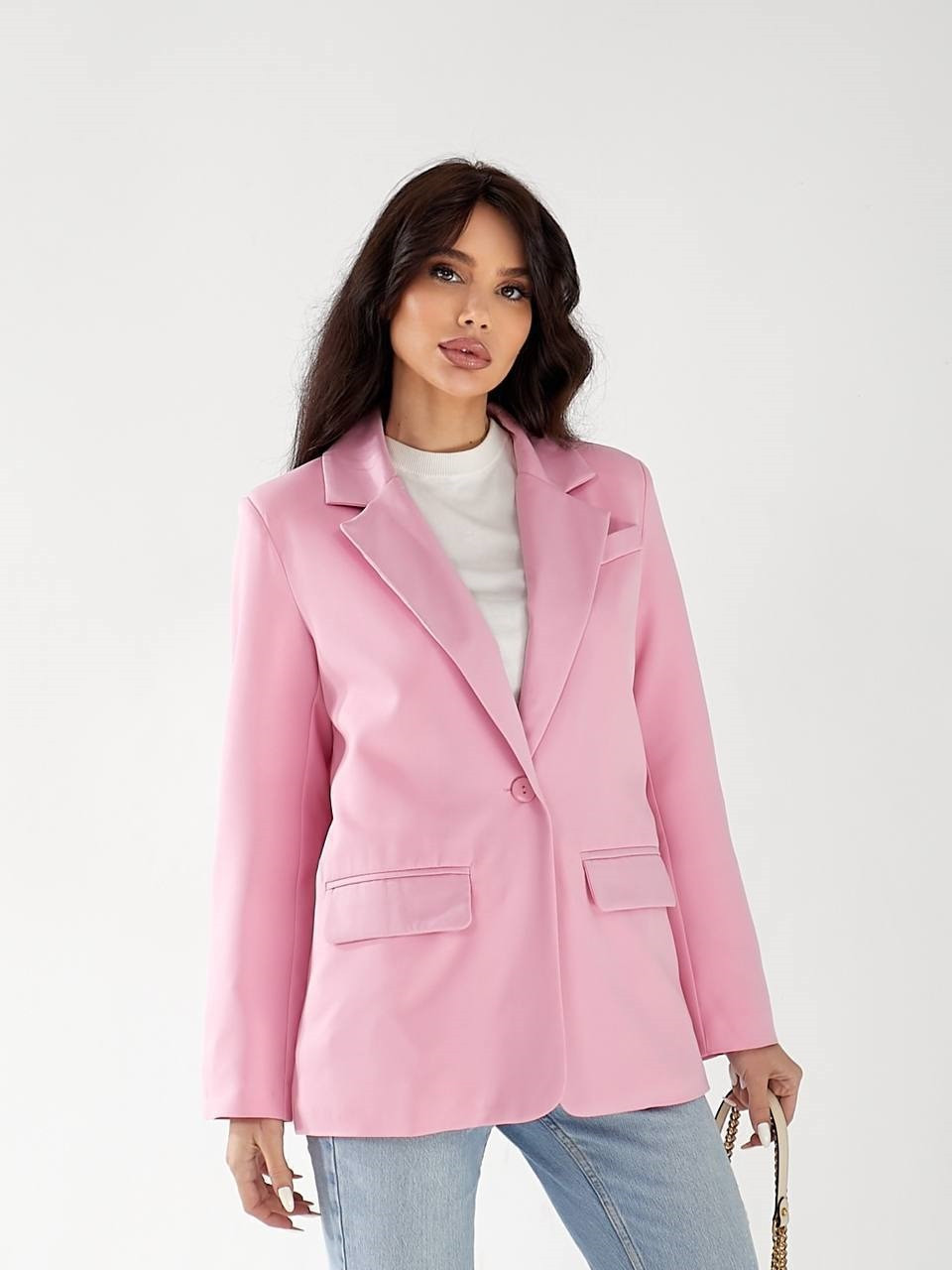 Жіночий діловий класичний піджак на підкладці рожевий, фото 1