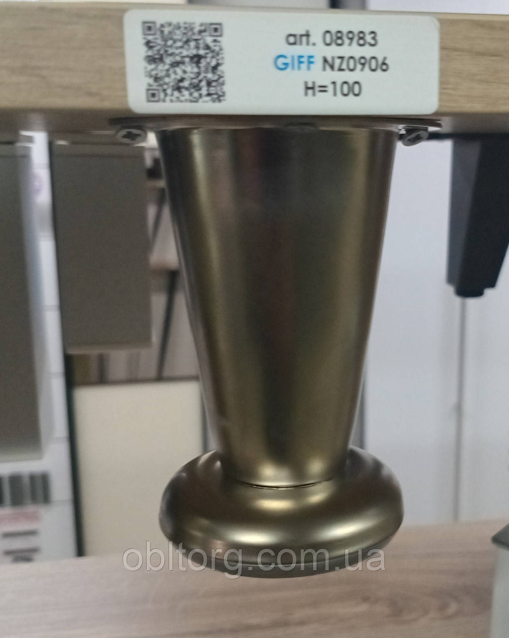 Опора (ніжка) з регулюванням конічна GIFF NZ0906 Н=100 сатин, фото 1