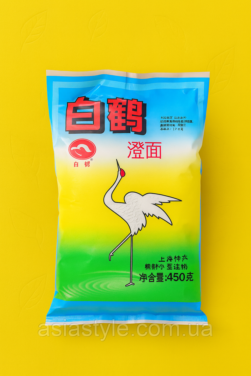 Пшеничний крохмаль Baihe 澄面 | Baihe Wheat Starch | 白鹤牌 | 450 г, Ю, фото 1