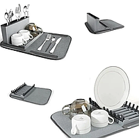 Сушарка для посуду складана компактна, пластикова, універсальна для кухні, легко зберігати та переносити